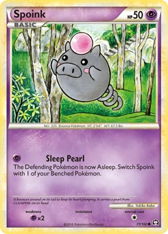 Spoink Pokémon card, number 77