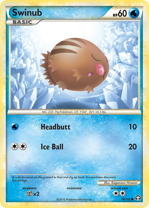 Swinub Pokémon card from HS—Triumphant, number 79 (Standard print)