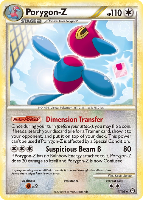 Porygon-Z Pokémon card from HS—Triumphant, number 7 (Holo print)