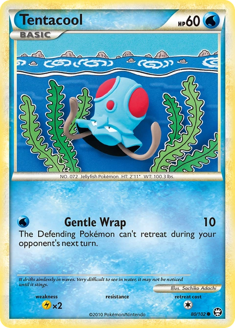 Tentacool Pokémon card from HS—Triumphant, number 80 (Standard print)
