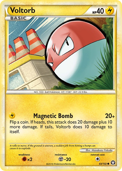 Voltorb Pokémon card from HS—Triumphant, number 83 (Standard print)