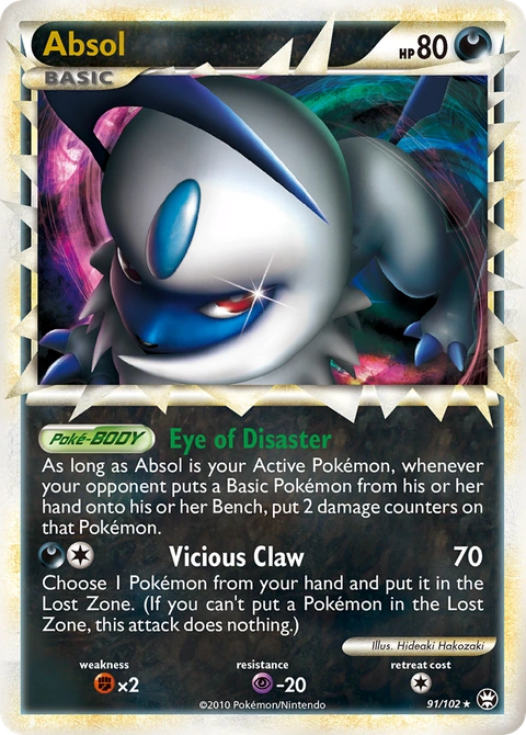 Absol Pokémon card from HS—Triumphant, number 91 (Holo print)