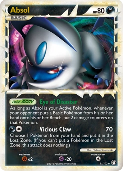 Absol Pokémon card, number 91