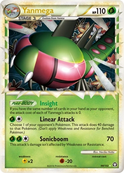 Yanmega Pokémon card, number 98