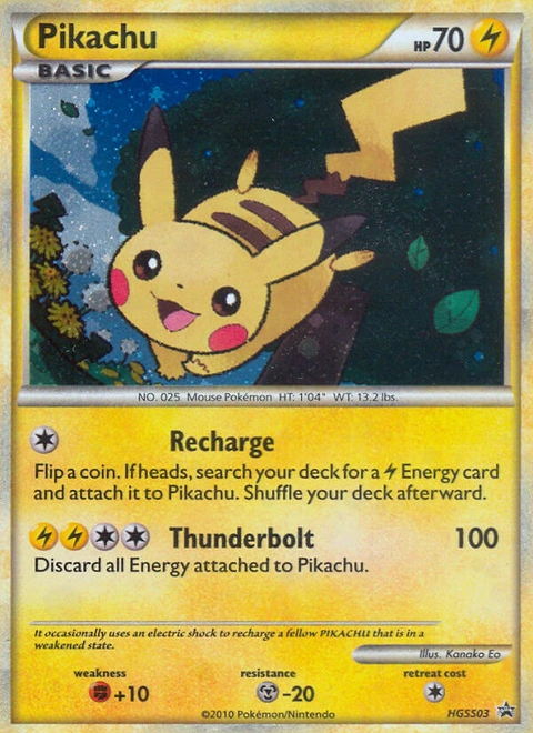 Pikachu Pokémon card from HGSS Black Star Promos, number HGSS03 (Standard print)