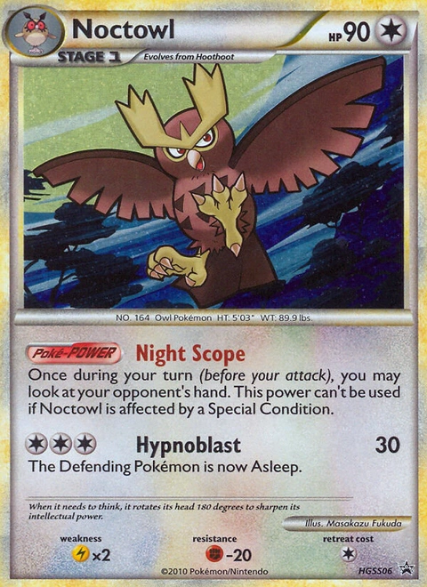 Noctowl Pokémon card from HGSS Black Star Promos, number HGSS06 (Standard print)
