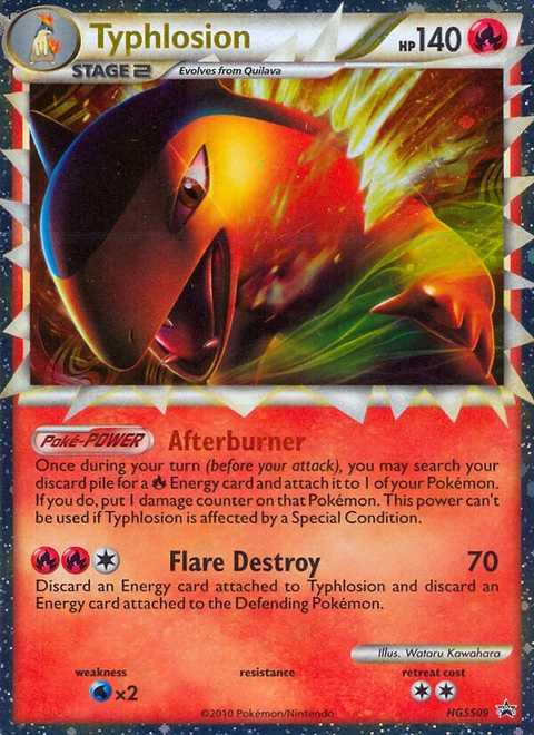 Typhlosion Pokémon card from HGSS Black Star Promos, number HGSS09 (Standard print)