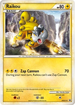 Raikou Pokémon card, number HGSS19