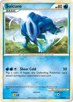 Suicune Pokémon card, number HGSS21