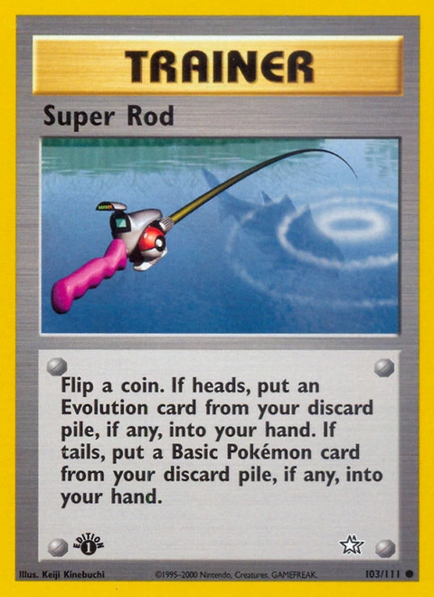Super Rod Pokémon card from Neo Genesis, number 103 (1st Edition print)