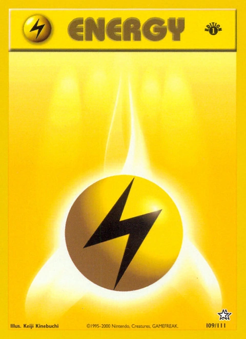 Lightning Energy Pokémon card from Neo Genesis, number 109 (1st Edition print)