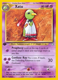 Xatu Pokémon card, number 52