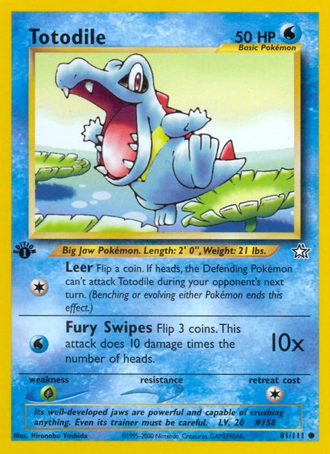 Totodile Pokémon card from Neo Genesis, number 81 (1st Edition print)