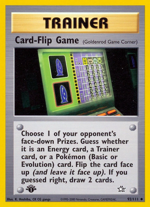Card-Flip Game Pokémon card from Neo Genesis, number 92 (1st Edition print)