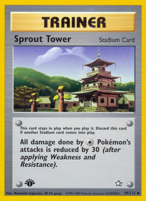 Sprout Tower Pokémon card from Neo Genesis, number 97 (1st Edition print)