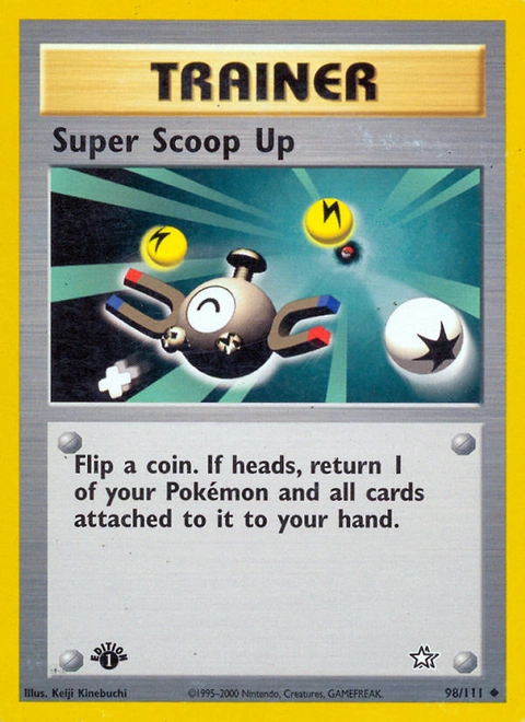 Super Scoop Up Pokémon card from Neo Genesis, number 98 (1st Edition print)