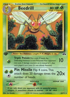 Beedrill Pokémon card, number 18