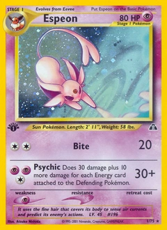 Espeon Pokémon card, number 1