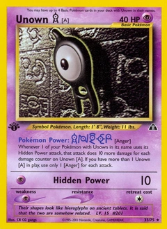 Unown [A] Pokémon card, number 33