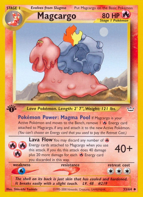 Magcargo Pokémon card from Neo Revelation, number 33 (1st Edition print)