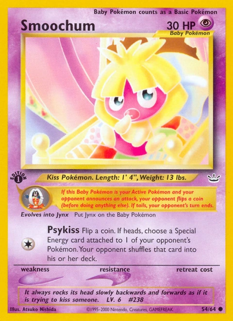 Smoochum Pokémon card from Neo Revelation, number 54 (1st Edition print)