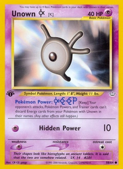 Unown [K] Pokémon card, number 58