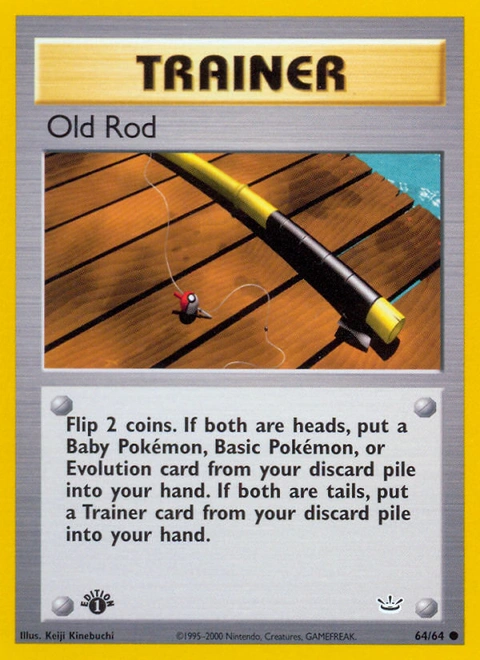 Old Rod Pokémon card from Neo Revelation, number 64 (1st Edition print)