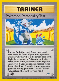 Pokémon Personality Test Pokémon card, number 102