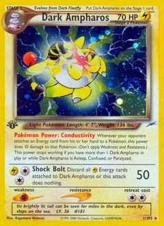 Dark Ampharos Pokémon card, number 1