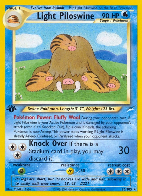 Light Piloswine Pokémon card from Neo Destiny, number 26 (1st Edition print)