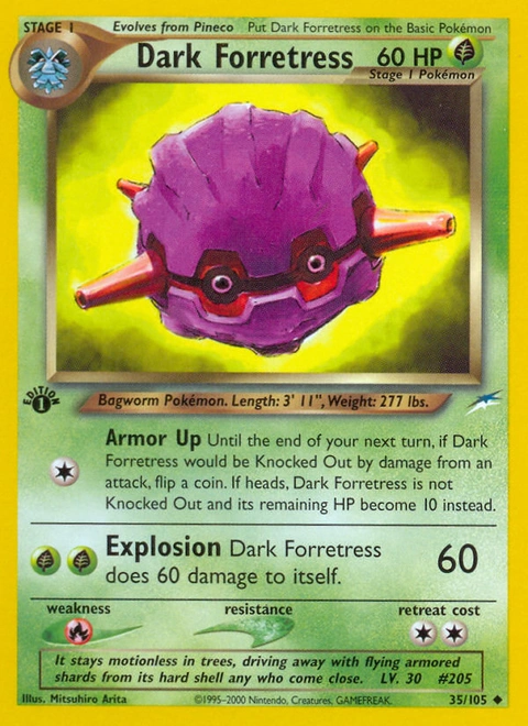 Dark Forretress Pokémon card from Neo Destiny, number 35 (1st Edition print)