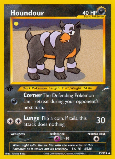 Houndour Pokémon card from Neo Destiny, number 43 (1st Edition print)
