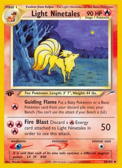 Light Ninetales Pokémon card, number 50