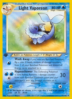 Light Vaporeon Pokémon card, number 52