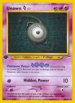 Unown [Z] Pokémon card, number 60