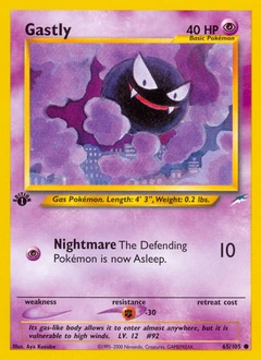 Gastly Pokémon card, number 65