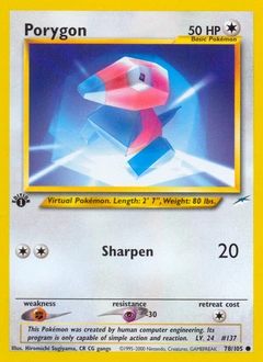 Porygon Pokémon card, number 78
