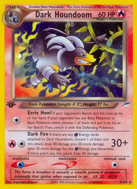 Dark Houndoom Pokémon card from Neo Destiny, number 7 (1st Edition print)