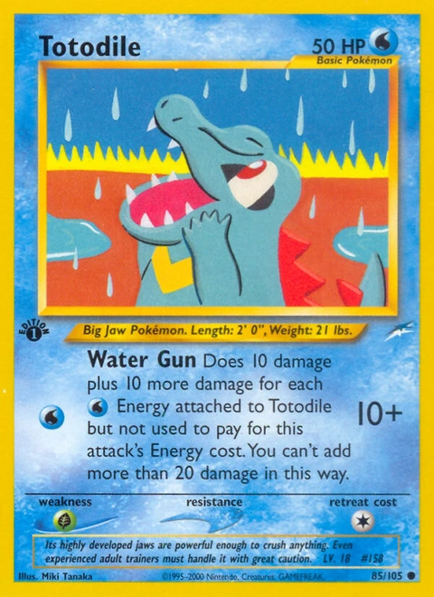 Totodile Pokémon card from Neo Destiny, number 85 (1st Edition print)
