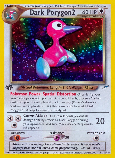 Dark Porygon2 Pokémon card from Neo Destiny, number 8 (1st Edition print)