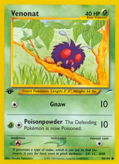 Venonat Pokémon card, number 90