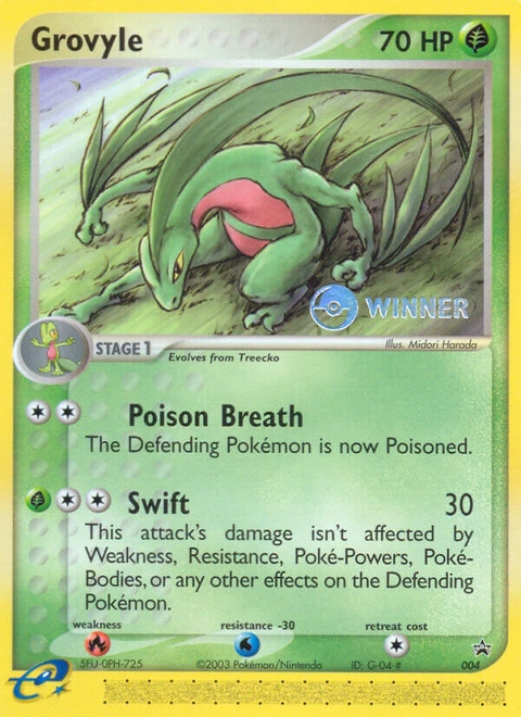 Grovyle Pokémon card from Nintendo Black Star Promos, number 4 (Standard print)