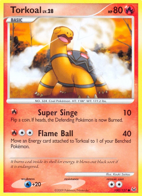 Torkoal Pokémon card from Platinum, number 100 (Standard print)