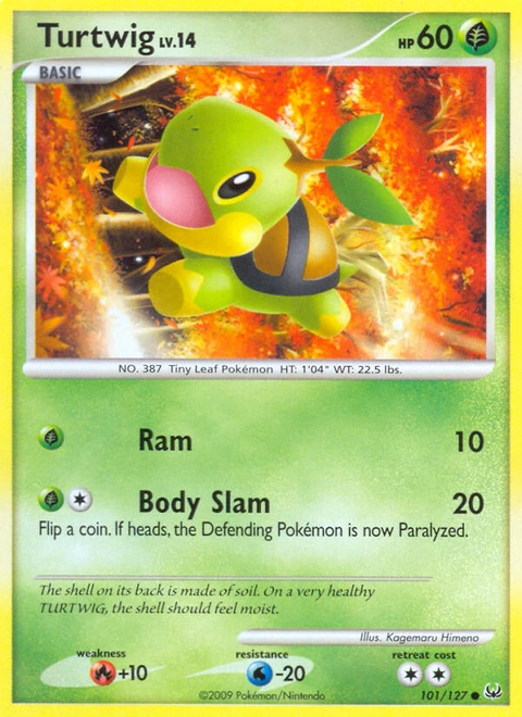 Turtwig Pokémon card from Platinum, number 101 (Standard print)