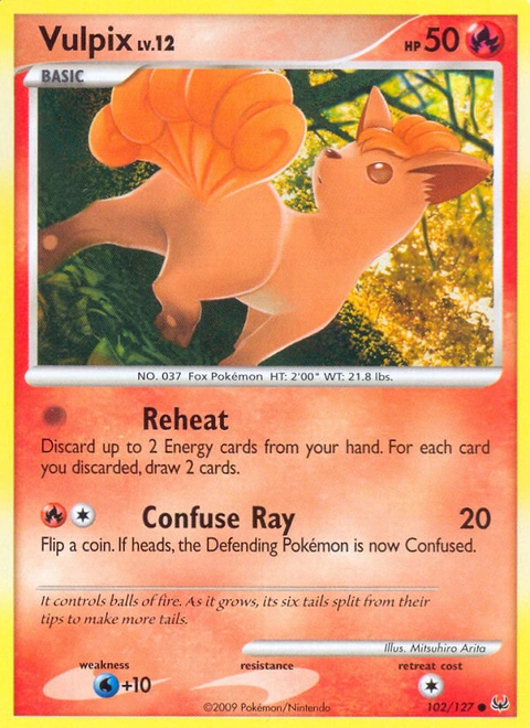 Vulpix Pokémon card from Platinum, number 102 (Standard print)