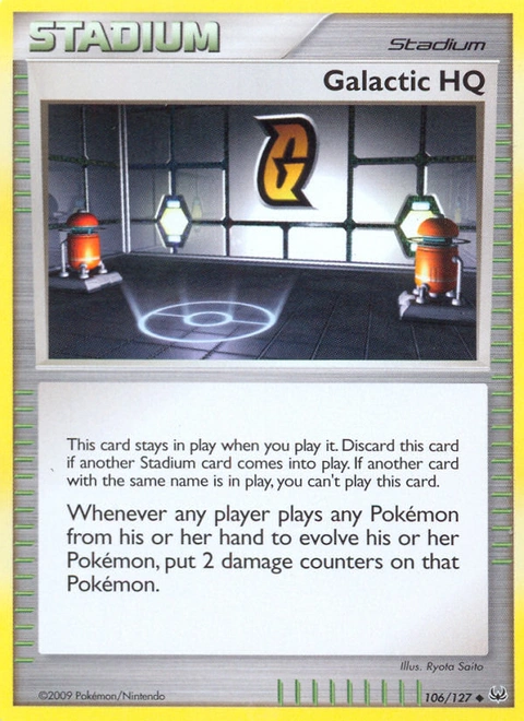 Galactic HQ Pokémon card from Platinum, number 106 (Standard print)