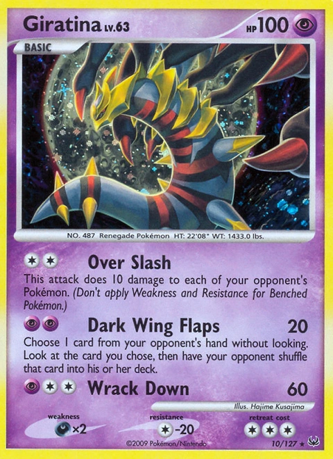 Giratina Pokémon card from Platinum, number 10 (Holo print)