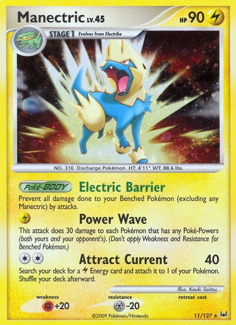 Manectric Pokémon card from Platinum, number 11 (Holo print)
