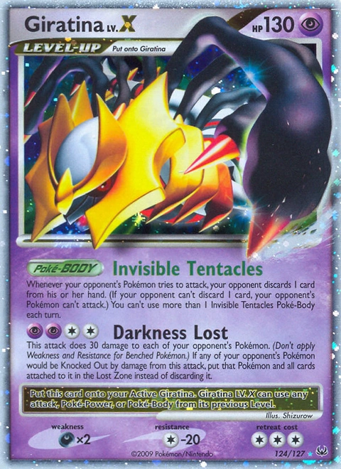 Giratina LV.X Pokémon card from Platinum, number 124 (Holo print)