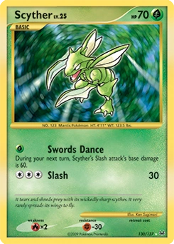 Scyther Pokémon card, number 130